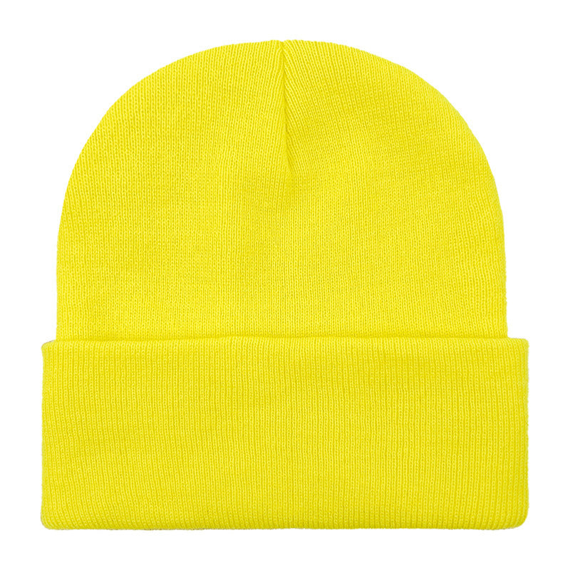 Wholesale Solid color knitted hat,  smooth plate cold hat curled brim Hat