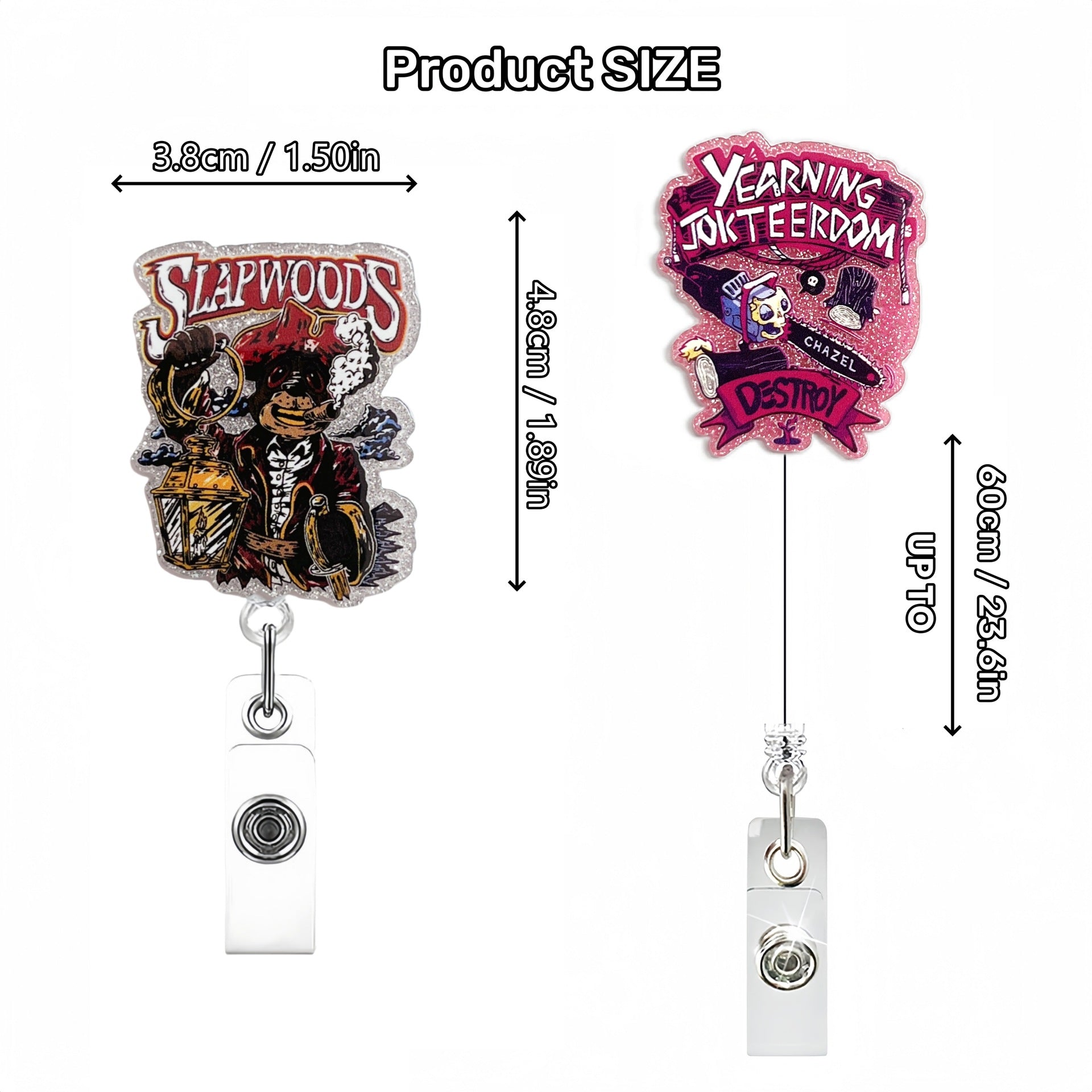 Wholesale Halloween Ghost Skull Series Acrylic Retractable Rotating Badge Keychain