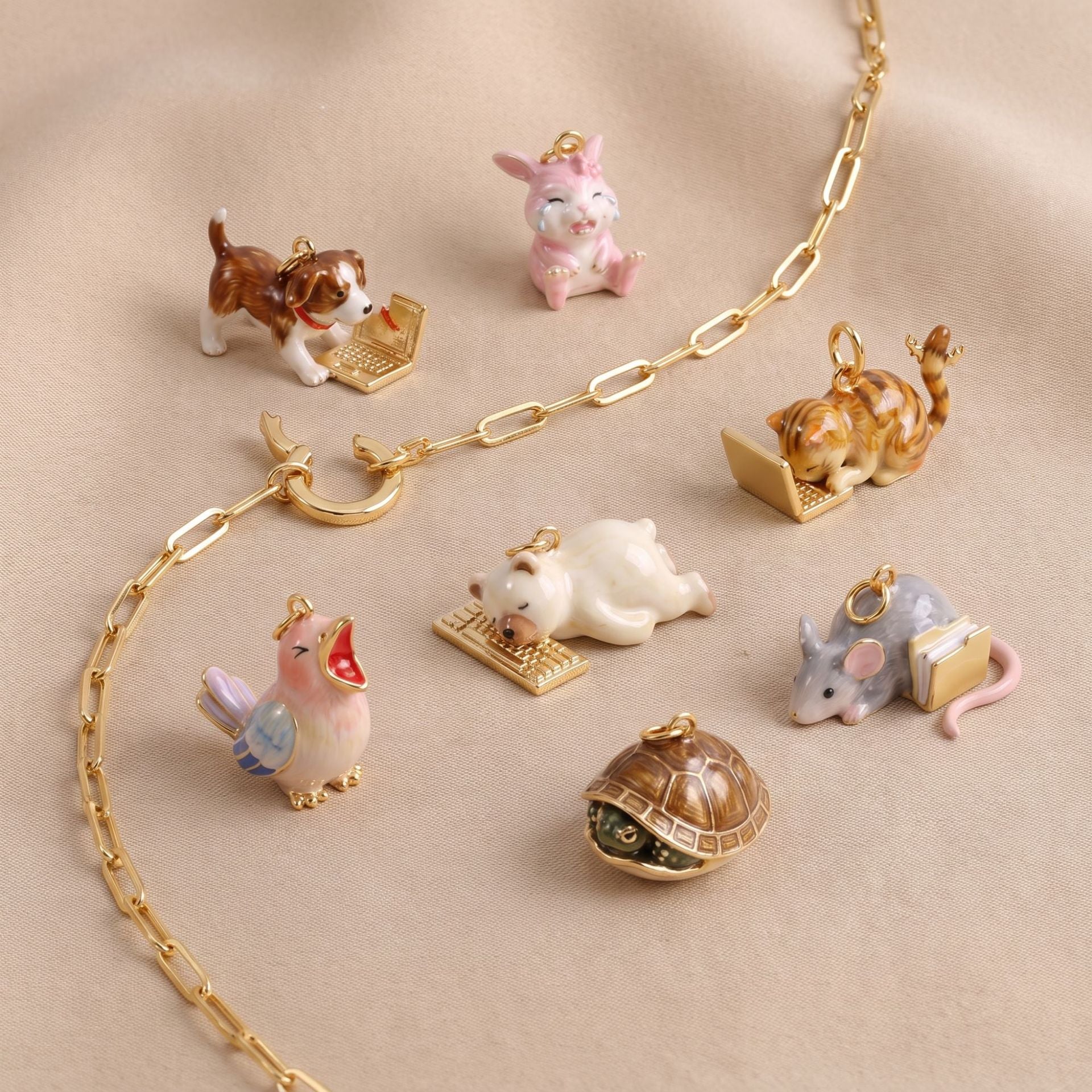 Wholesale 3D Enamel Bear Pendant Stainless Steel Cute Animal Charm DIY Bracelet Necklace Jewelry Accessory For Workplace Gift