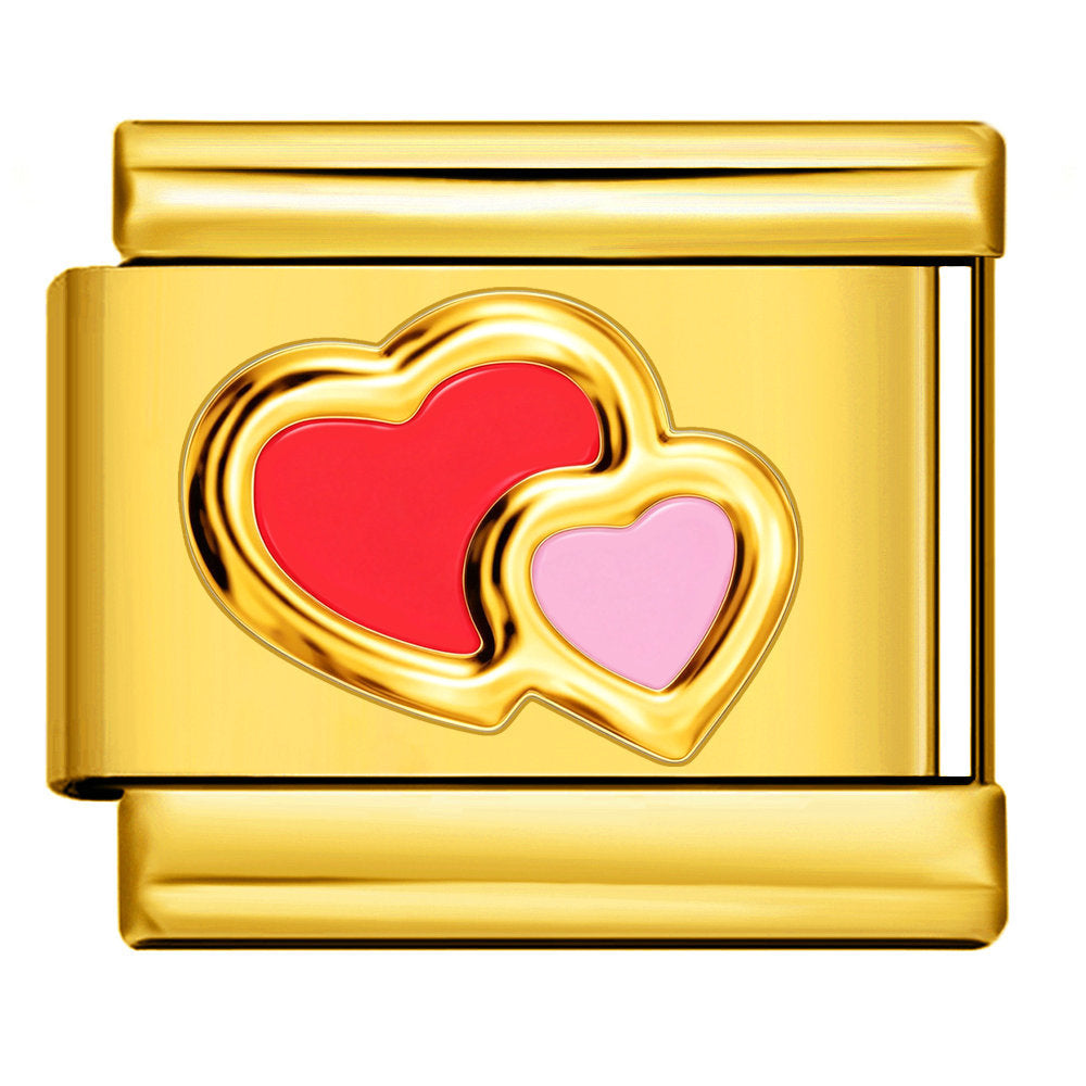 Wholesale Stainless Steel Gold Finish Colorful Heart Modular Bracelet DIY Fashion Accessory