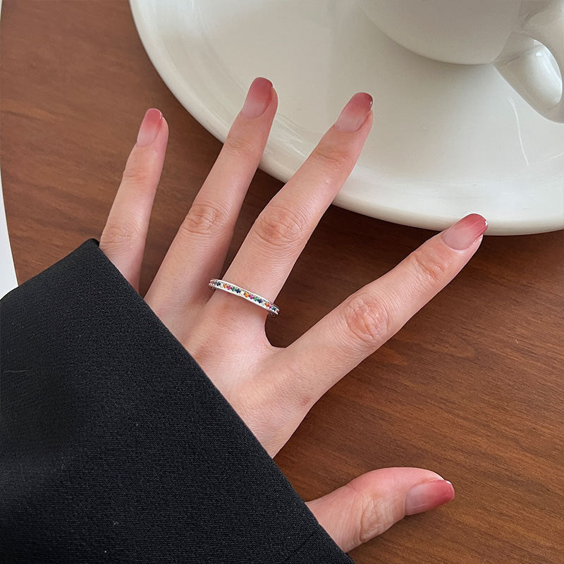 Wholesale Three-dimensional long diamond-studded open adjustable ring