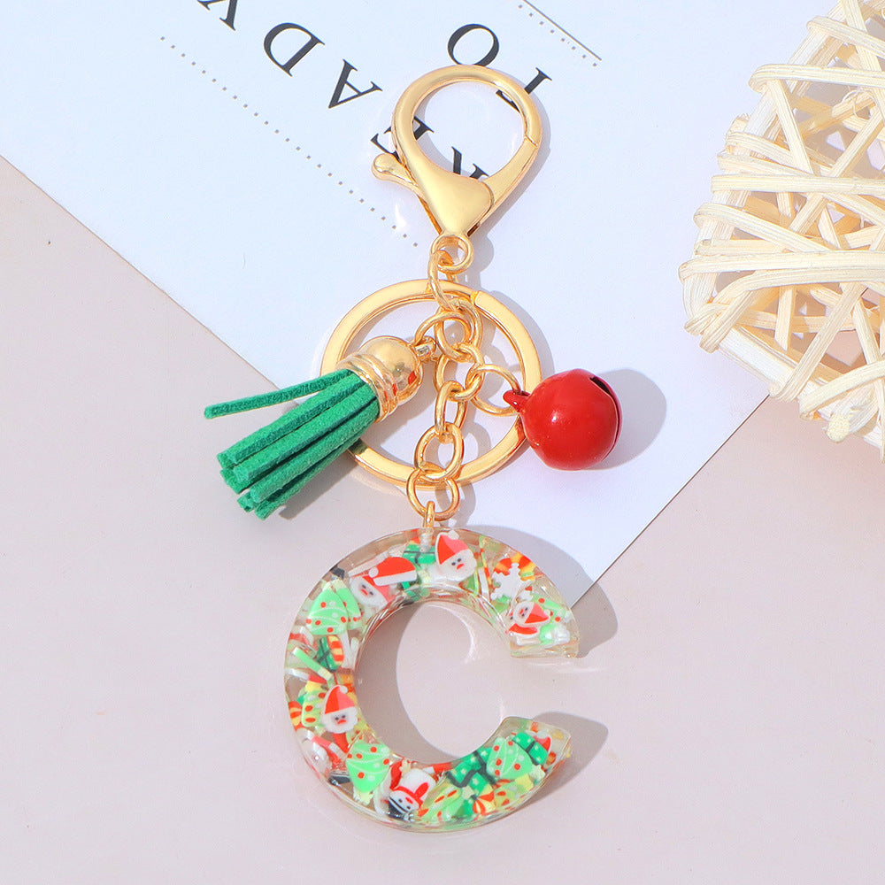 Wholesale Resin English Letter Keychain with Tassel Festive Holiday Party Bag Charm