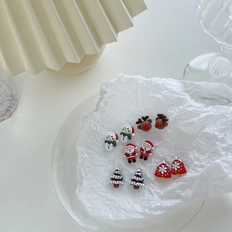 Wholesale Christmas Santa Claus Elk Ear Studs Clip Earrings ACC-ES-Yijia002