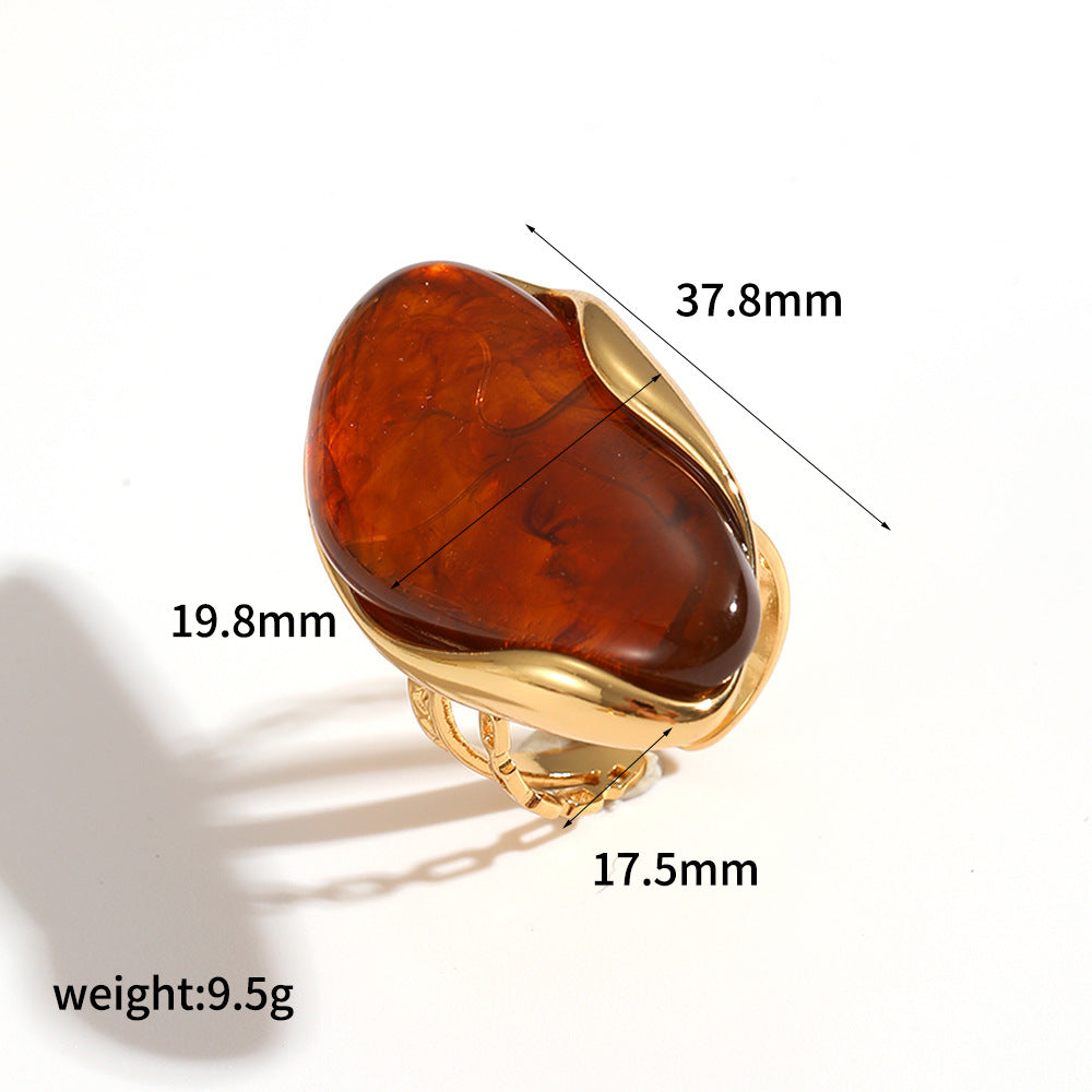 Wholesale Irregular Retro Resin Earrings Gold-Tone Stainless Steel Jewelry Accessory for Resale