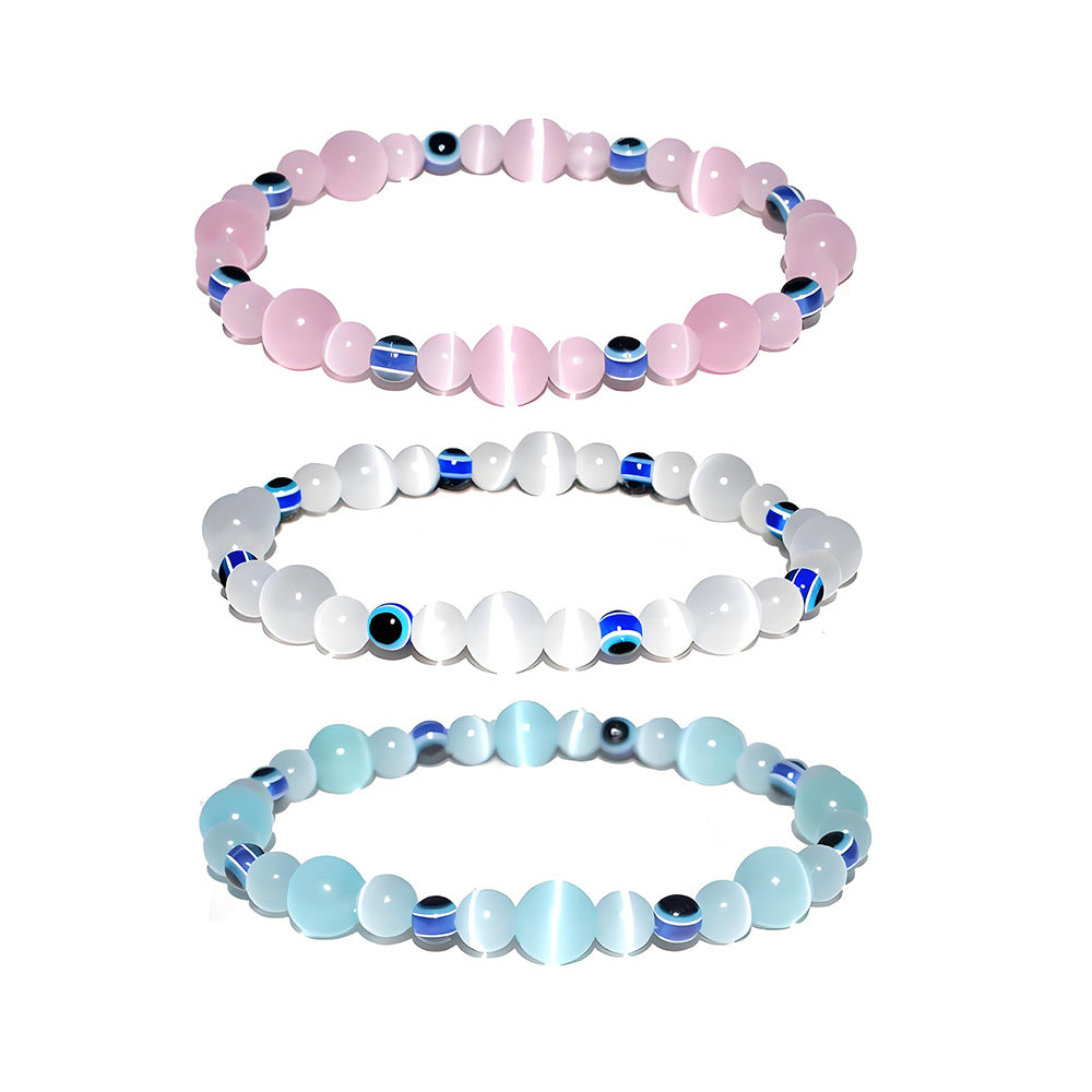 Wholesale Colorful Cat' s Eye Evil Eye Bracelet Fashion Jewelry Accessory Gift for Couples