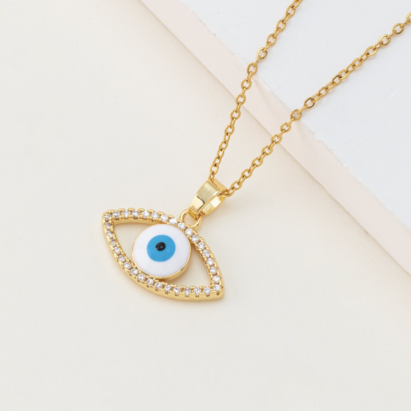 Wholesale Copper Gold-plated Micro-inlaid Zircon Oil Drops Devil's Eye  Pendant