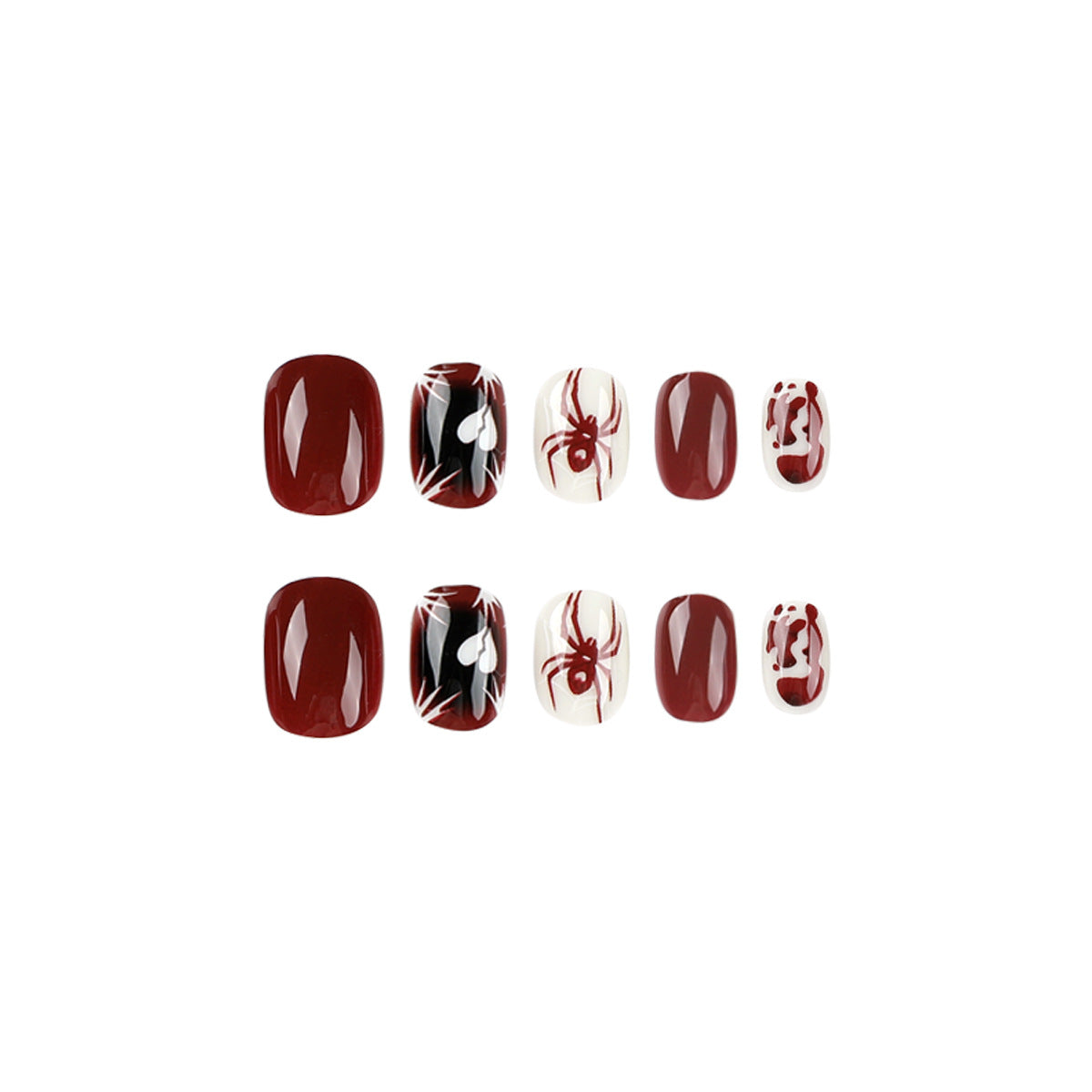 Wholesale Pieces/box White Heart Red Spider Press-on Nails Kits Nail Stickers ACC-NS-LeFan036