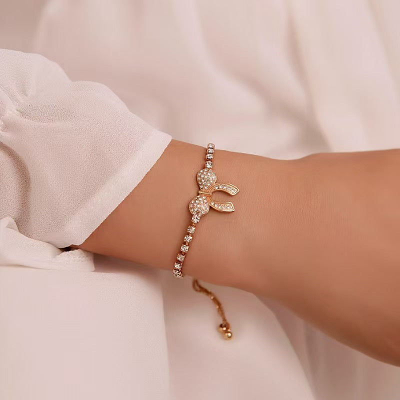 Wholesale Electroplated Alloy Bow Bracelet,  Adjustable,  Trendy Women' s Jewelry Gift