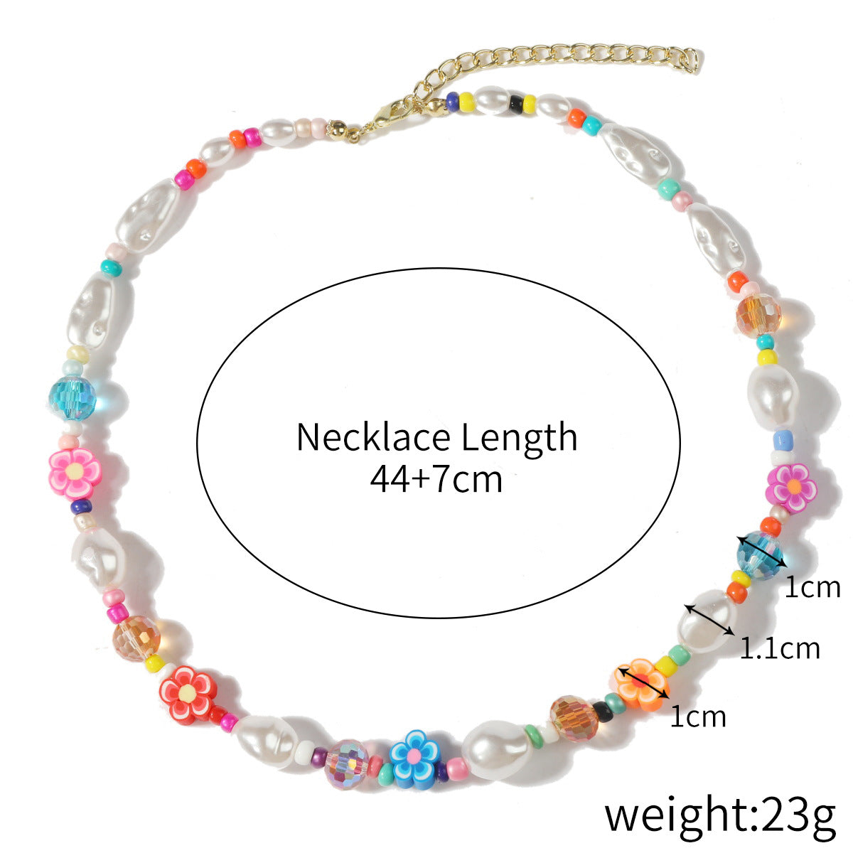 Wholesale Colorful Pearl Crystal Polymer Clay Beaded Necklace ACC-NE-ManYi004