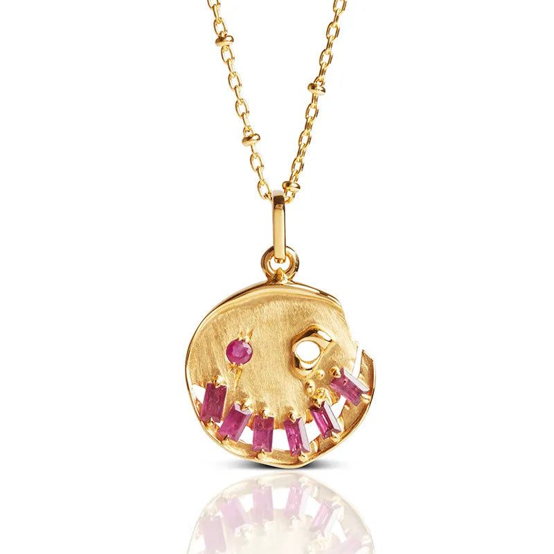Wholesale  light luxury smile pumpkin inlaid zircon 12 birthstone necklace