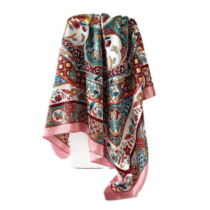 Wholesale Large Square Scarf Vintage Printed Scarf 90cm Turban