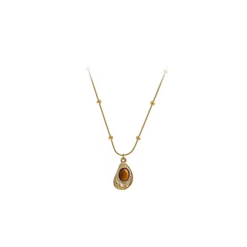 Wholesale Titanium Steel  Tiger Eye Pendant Accessories Necklace