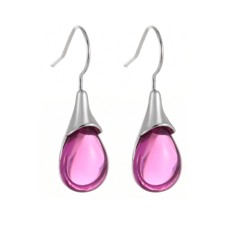 Wholesale Teardrop-shaped Cat's Eye Earrings Four-color Gemstone Earrings ACC-ES-LR001