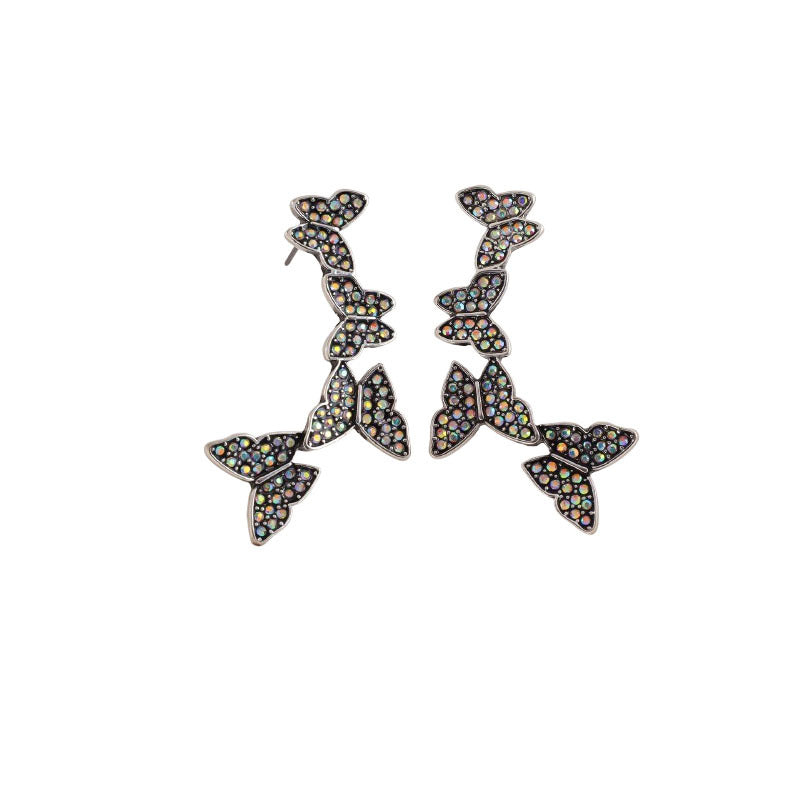 Wholesale  rhinestone decoration butterfly earrings