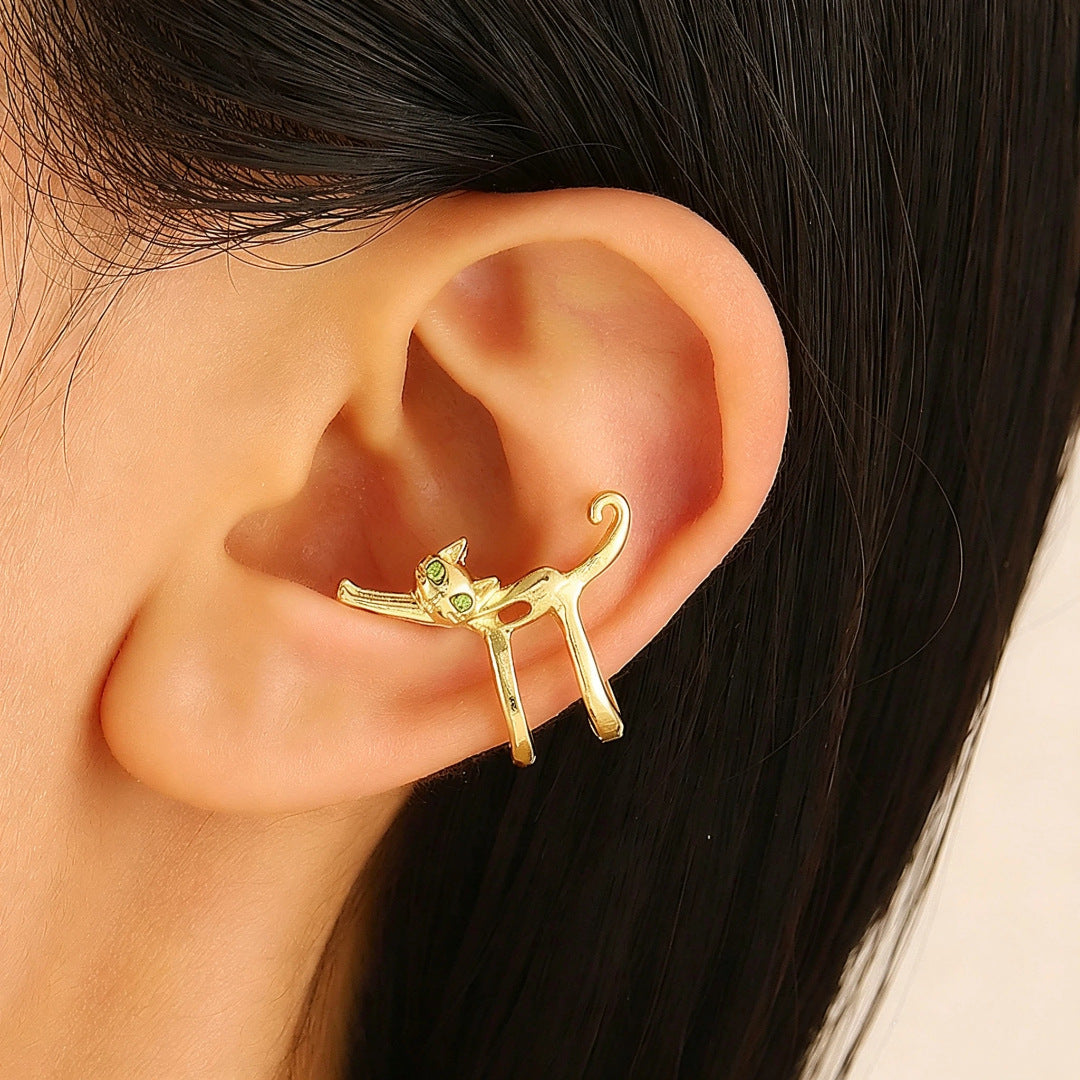 Wholesale Alloy Gold Tone Cat Ear Cuff Ear Clip For Women Unpierced Ear Jewelry Accessory Gift