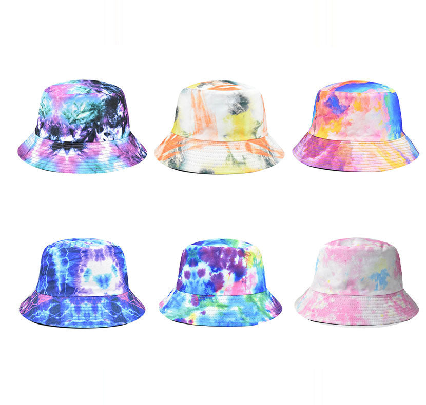 Wholesale Colorful Tie Dye Bucket Hat For Men Women Wide Brim Sun Hat Trendy Summer Fashion Accessory