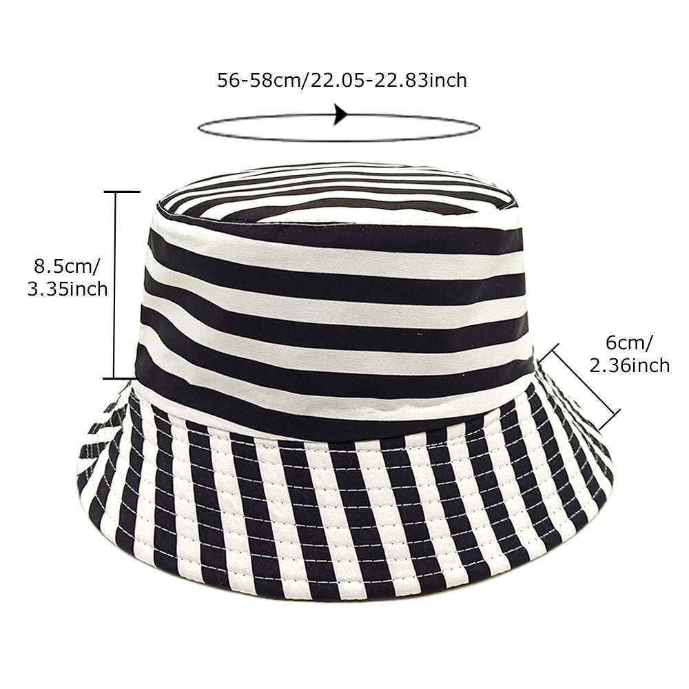 Wholesale Striped Printed Simple Outdoor Sunscreen Hat Bucket Hat