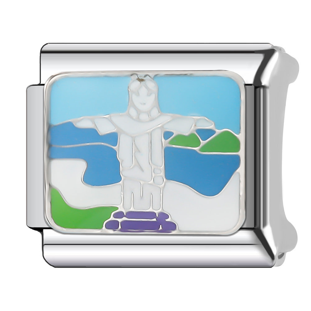 Wholesale Italian Charm Bracelet 9mm DIY Splicing Creative Pattern Stainless Steel Composable Bracelet