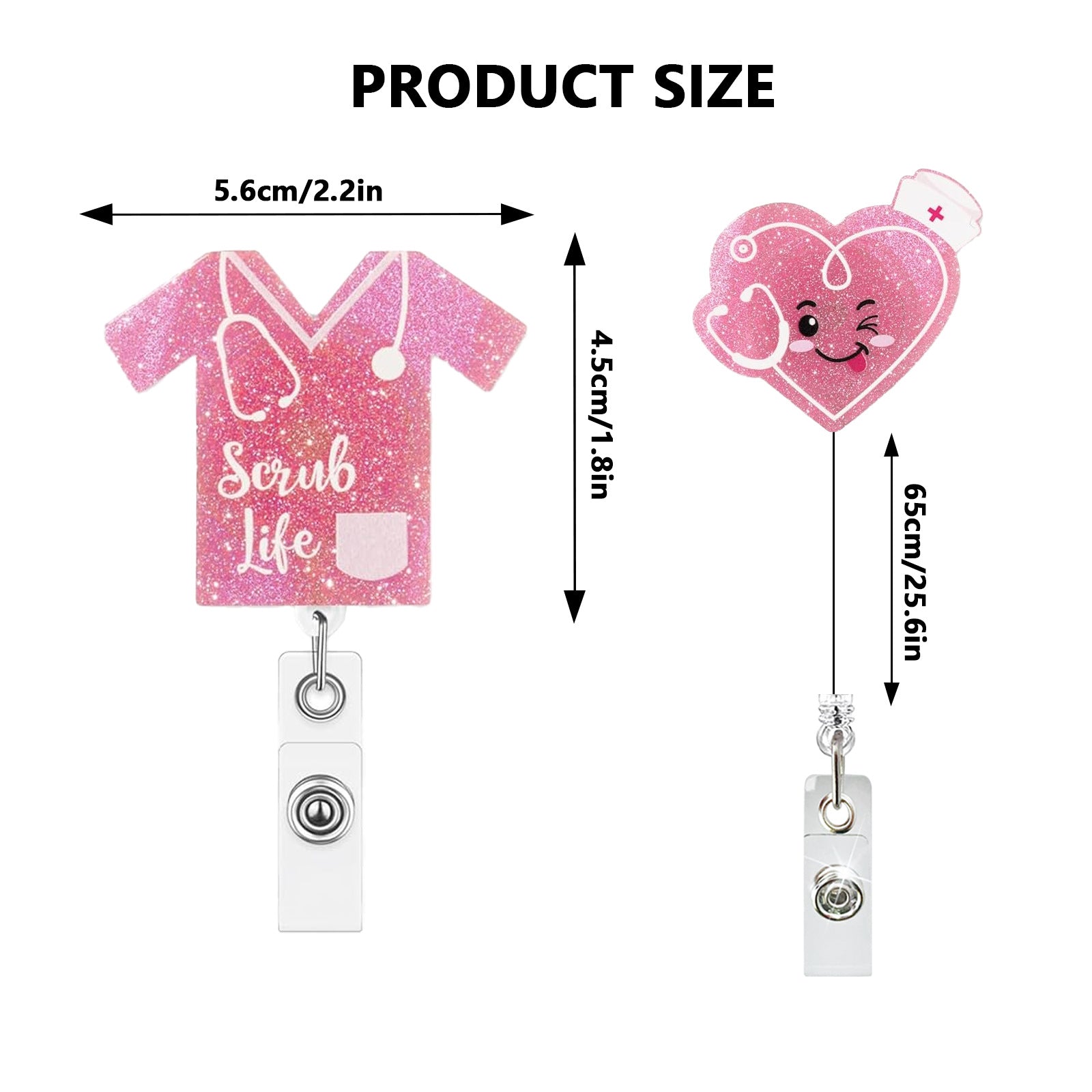 Wholesale Pink Acrylic Retractable Badge Reel for Medical Staff Everyday ID Card Holder