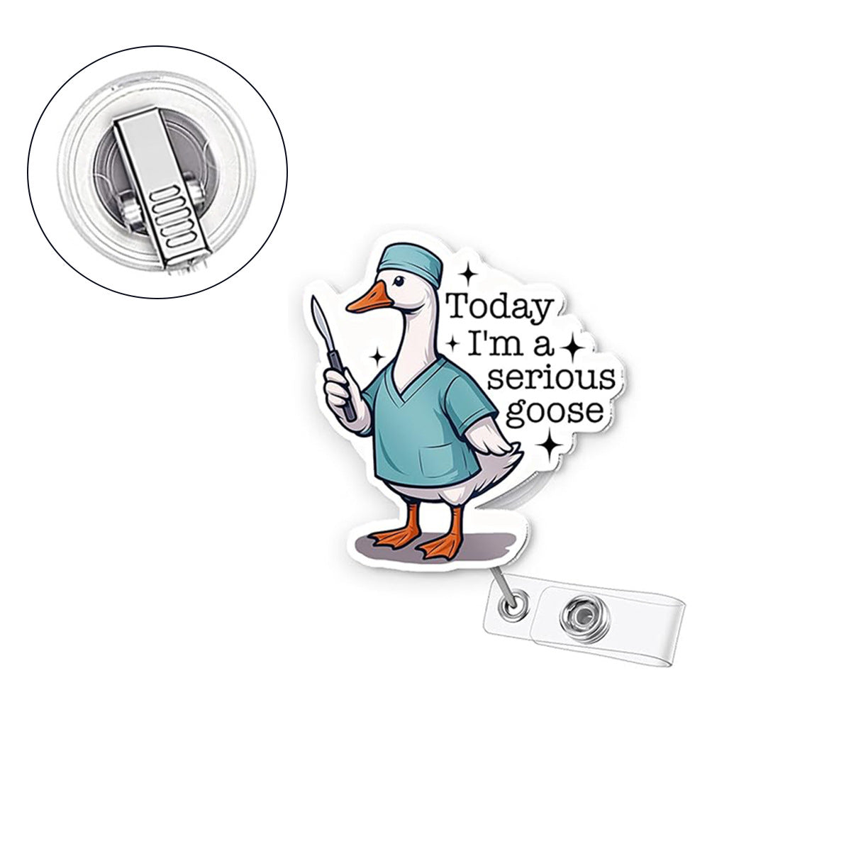 Wholesale Easy-Pull Clip Acrylic Pink Goose  Badge Reels