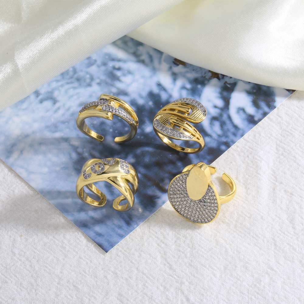 Wholesale two-color heart-shaped open copper plated 18k gold ring