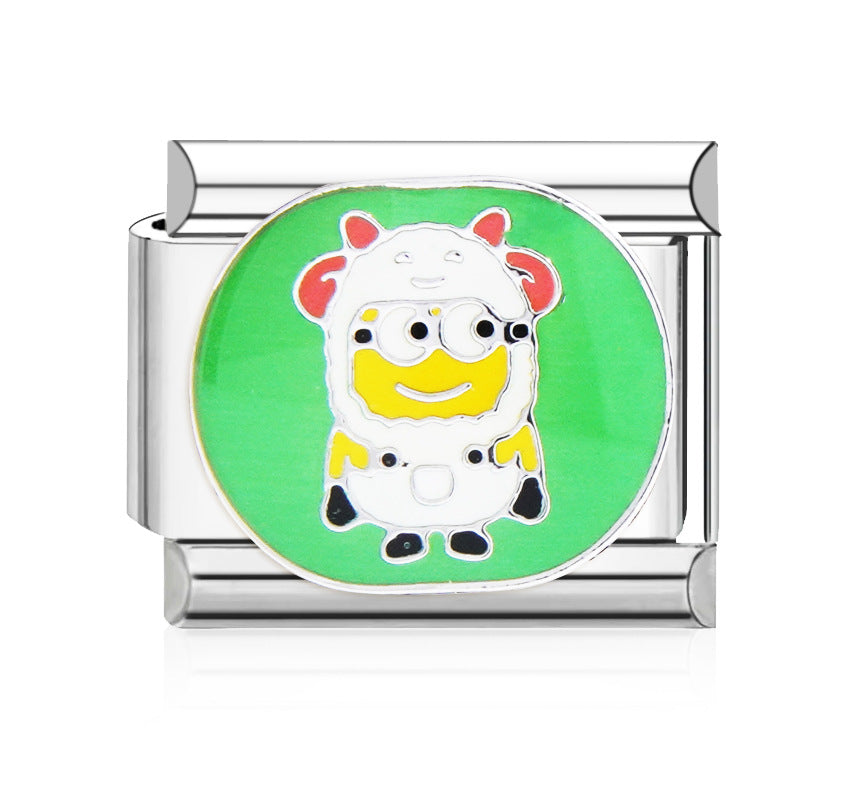 Wholesale  9mm Italian Charm Starter Bracelets DIY square Single Section Creative Stainless Steel Composable Bracelet