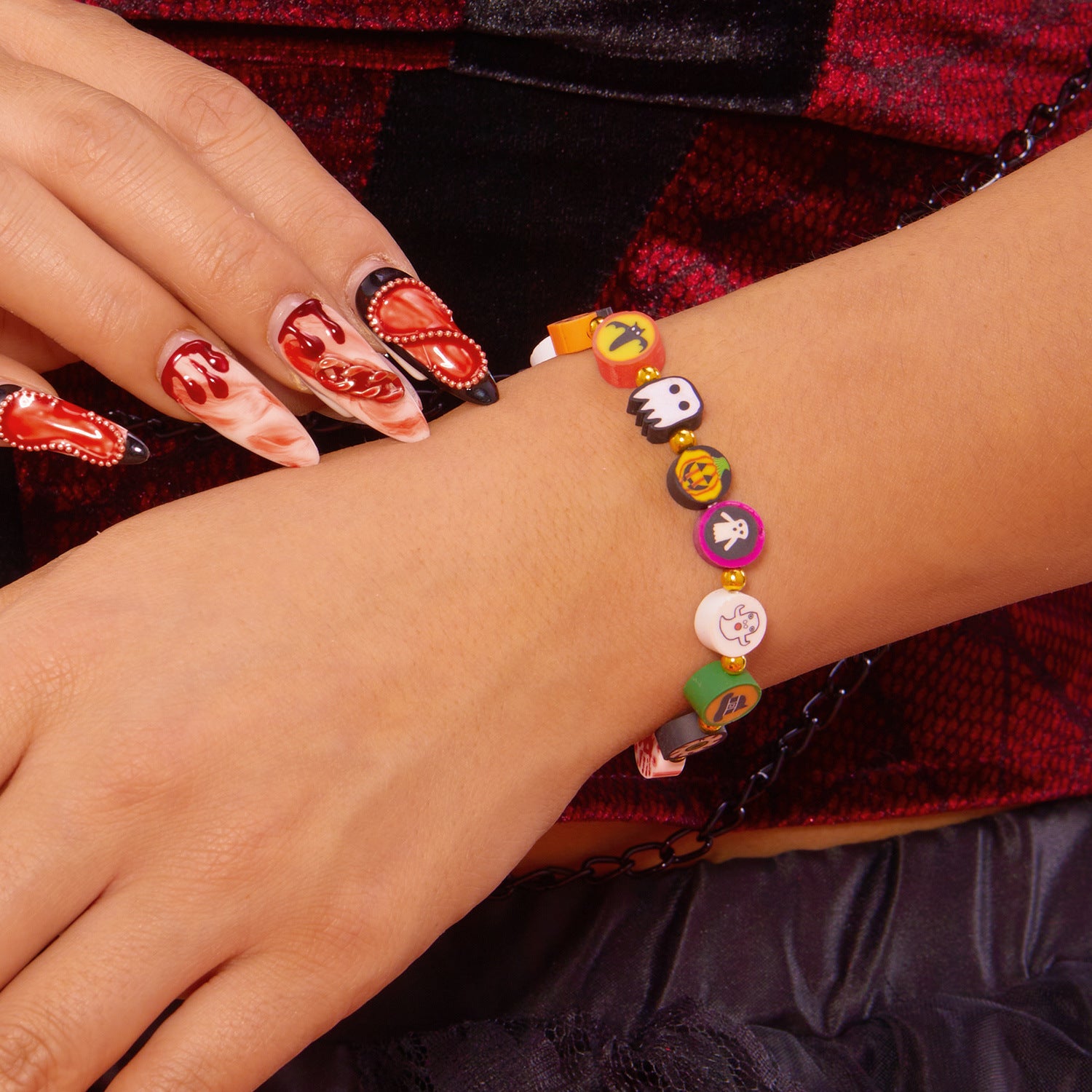 Wholesale Halloween Soft Clay Ghost Pumpkin Bracelet