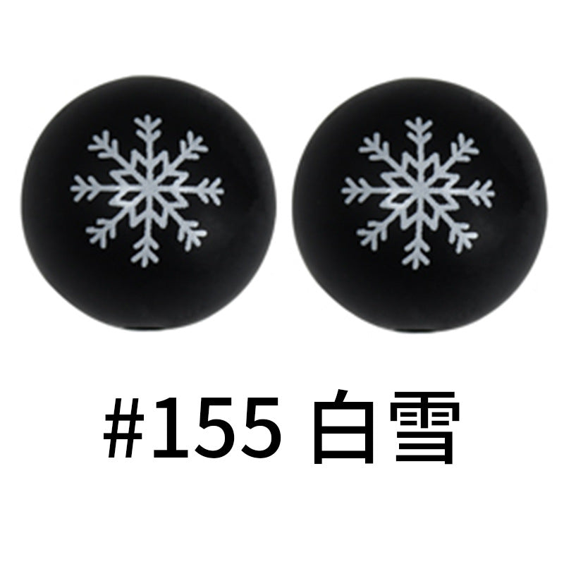 Wholesale 50pcs 15mm Western Style Leopard Skull Color Aztec Printed Silicone Balls Beads ACC-BDS-HeSheng006