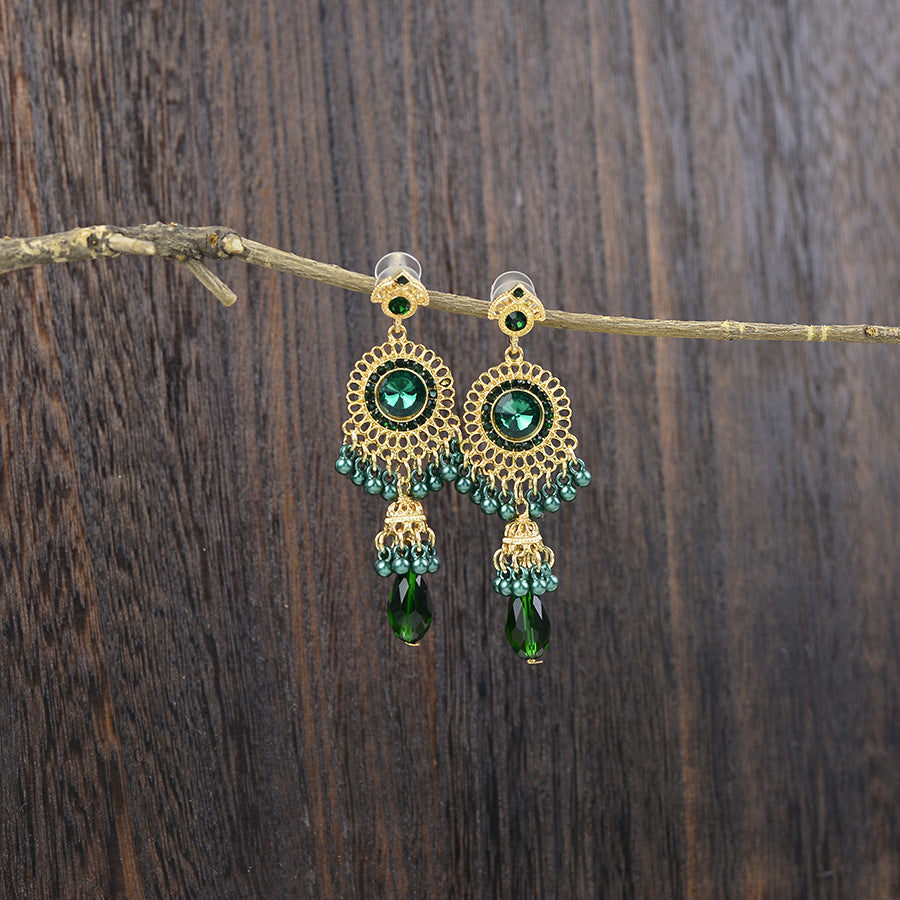 Wholesale gemstone bell tassel earrings