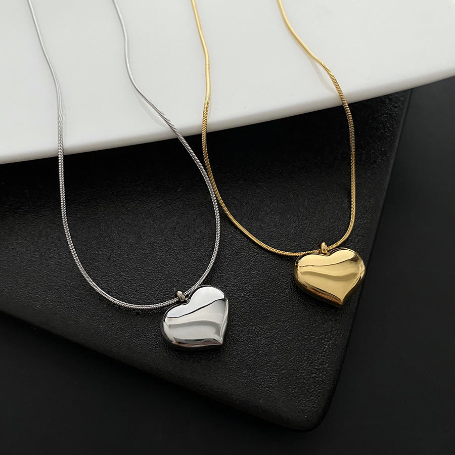 Wholesale Gold Heart Titanium Steel Necklace ACC-NE-Yuxi007