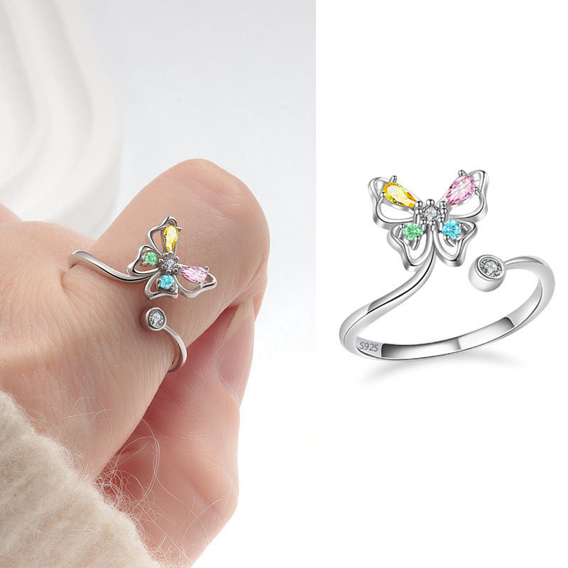 Wholesale 925 sterling silver sparkling colored diamond butterfly earrings