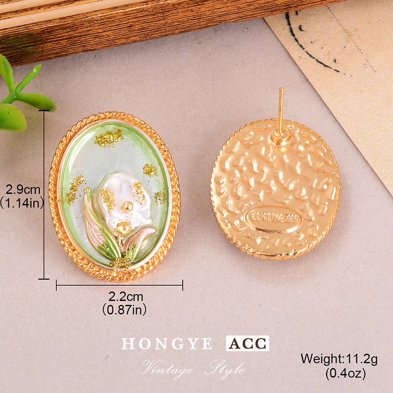 Wholesale Baroque Pearl Earrings  Oil Painting Series Ear Jewelry