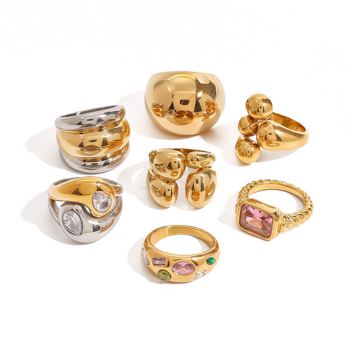 Wholesale Stainless Steel Zircon Retro Ring