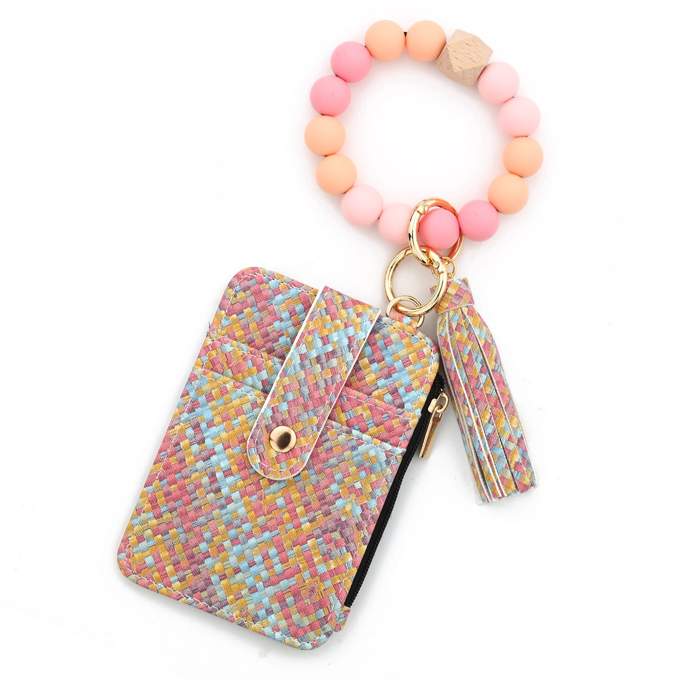 Wholesale  Pattern Folded Card Bag Tk Printed Leather Wallet Wristlet Keychain