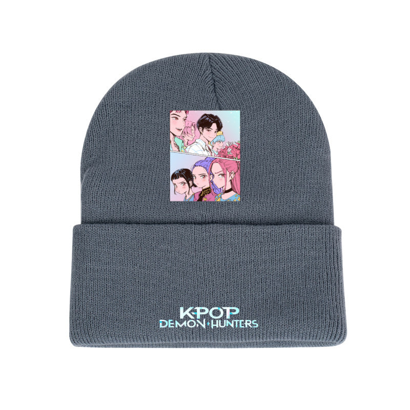 Wholesale kpop anime multicolor knitted beanie hat