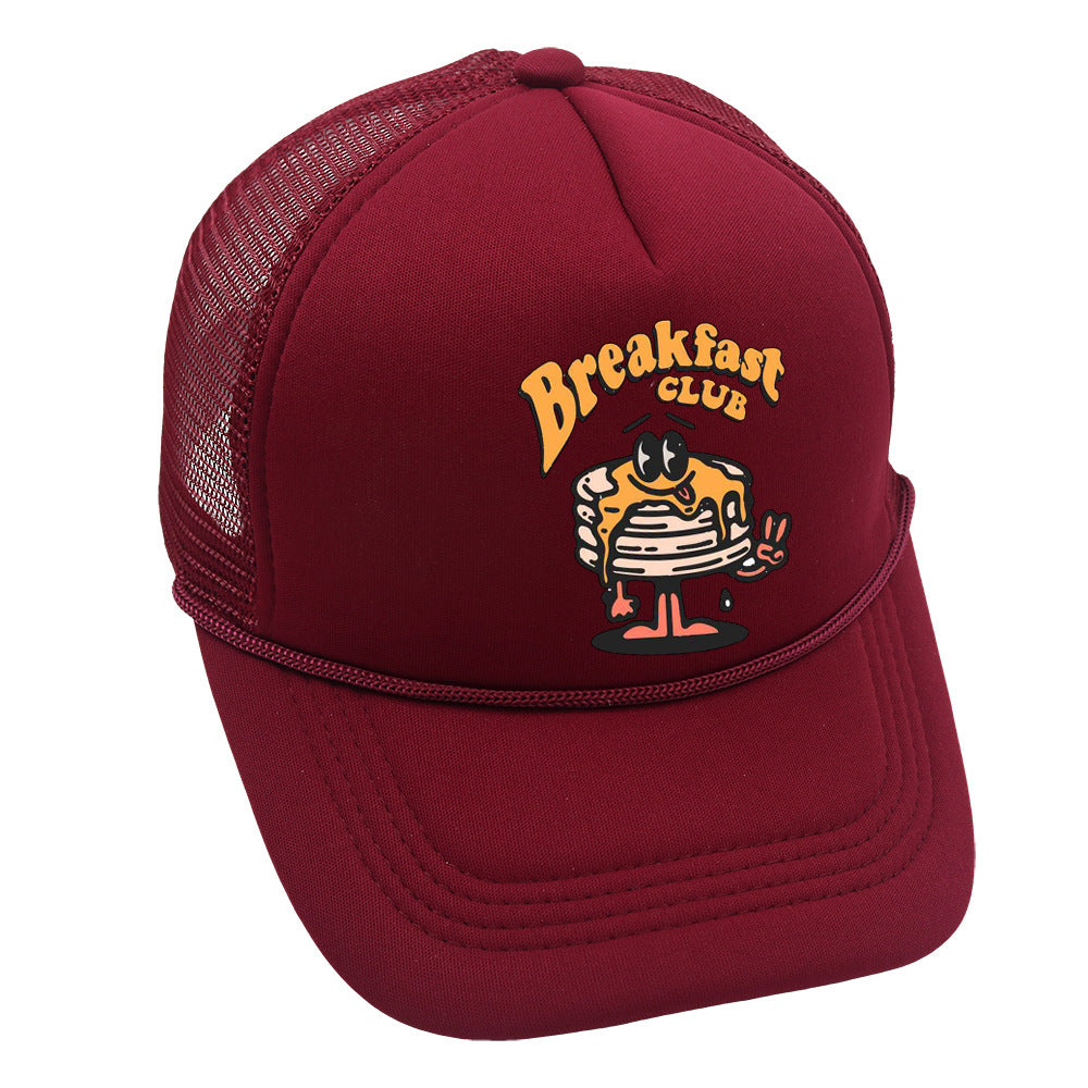 Wholesale Trucker Hat Hamburger Cartoon Print Baseball Cap Sponge Mesh Cap ACC-HT-HaiPu023