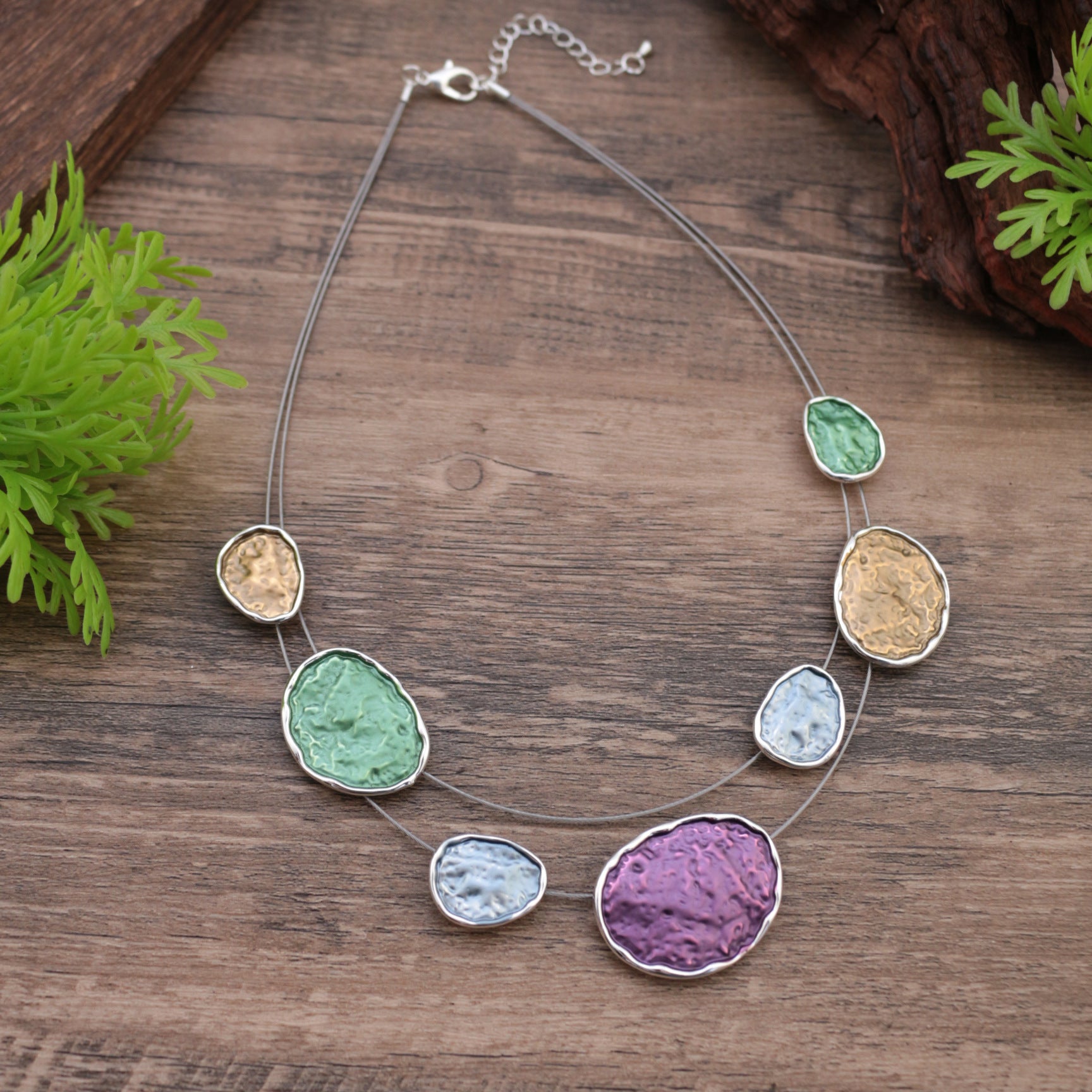 Wholesale  Colorful Round Irregular Alloy Necklace Drip Oil Exaggerated Shape Necklaces