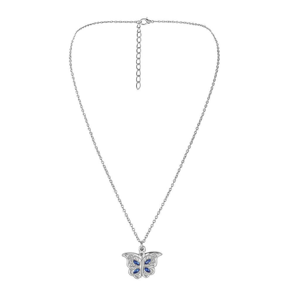 Wholesale metal diamond butterfly love open photo box pendant necklace