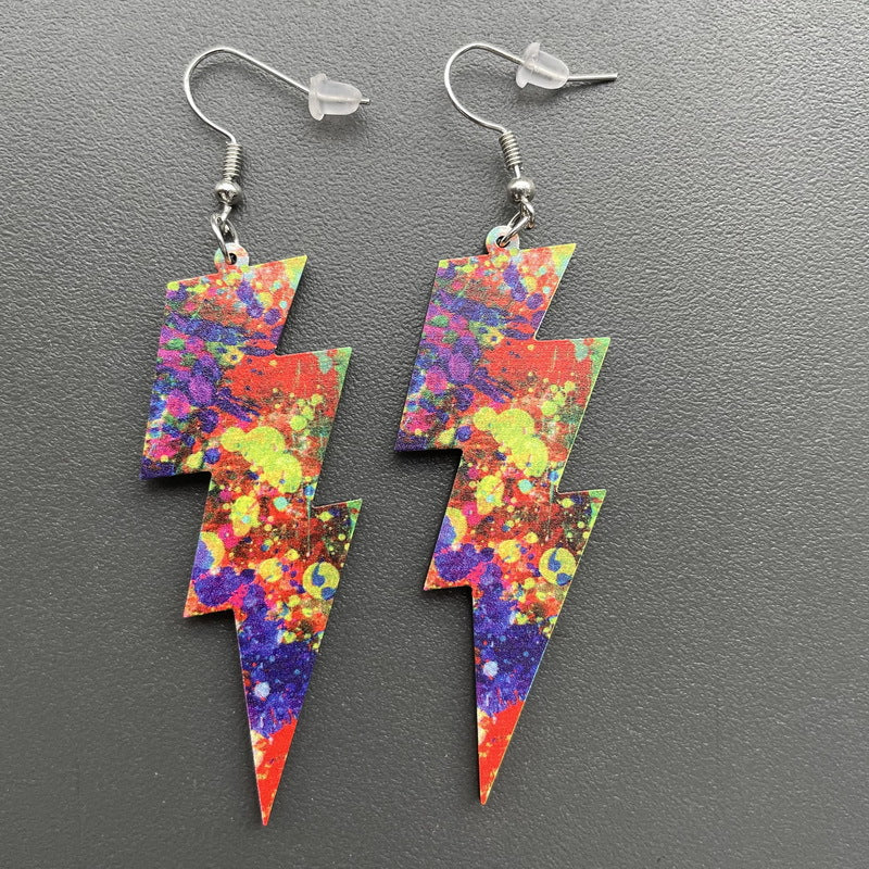 Wholesale Cow headf leopard print starry sky ink acrylic earrings