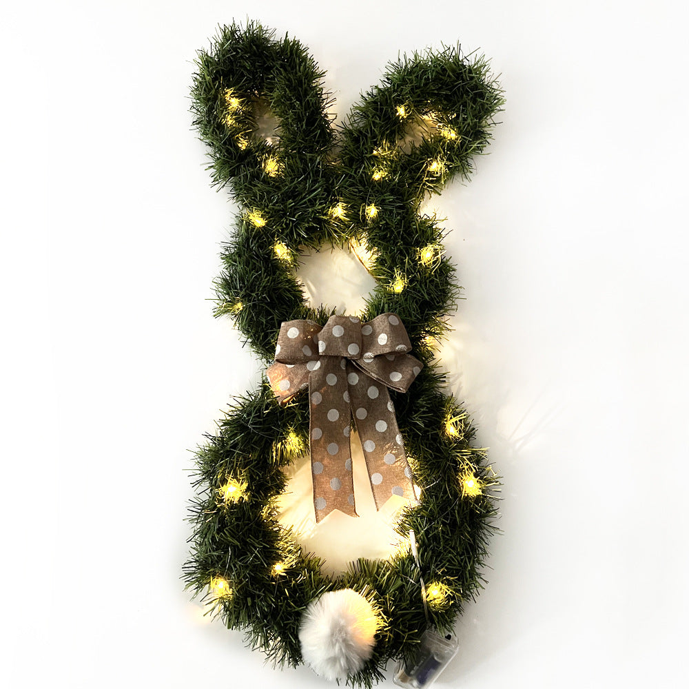 Wholesale  Easter Bunny Pendant Home Decorative Wall Hanging Door Hanging Folding Bunny Wreath Decoration