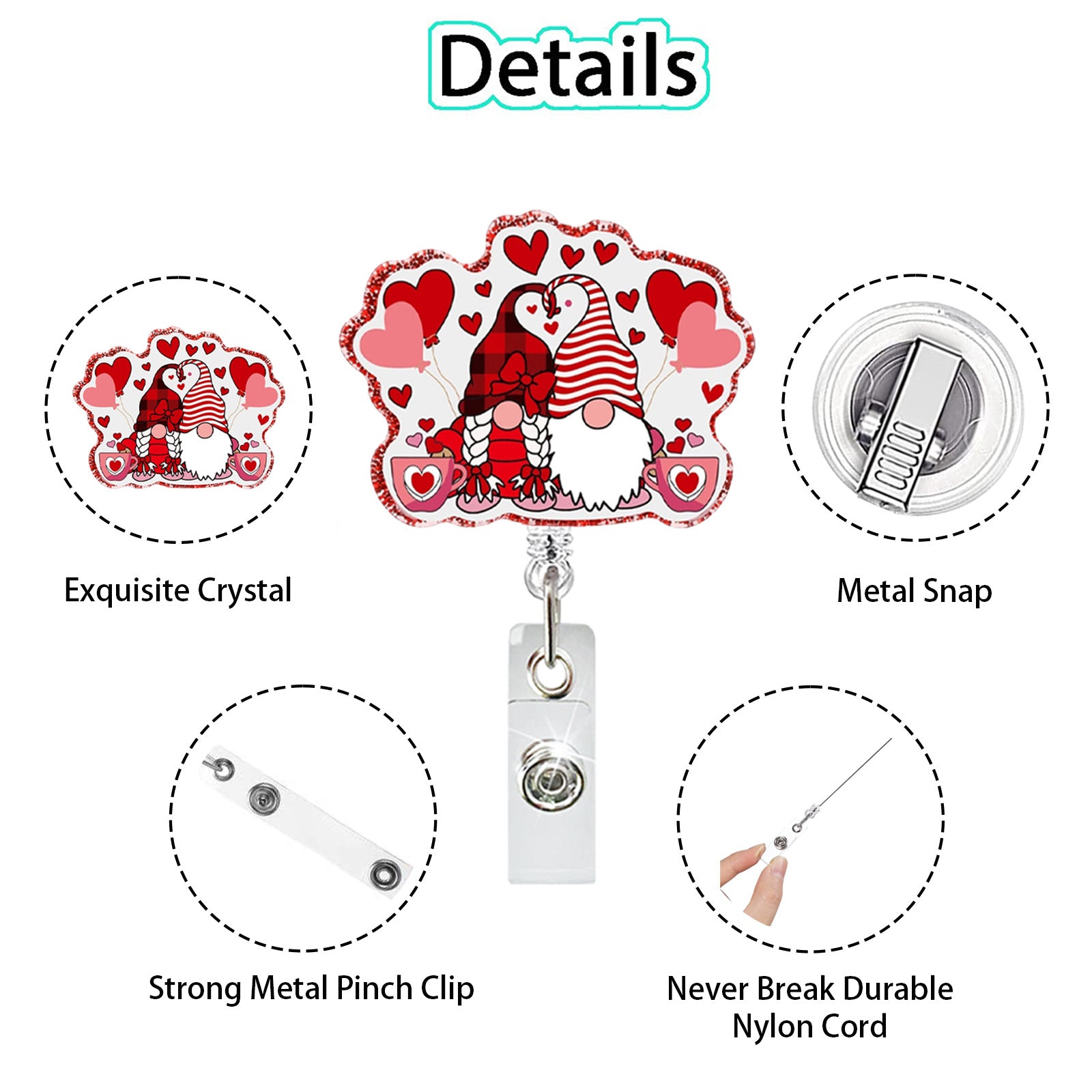 Wholesale Valentine' s Day Love Confession Acrylic Retractable ID Badge Clip - Fashion Accessory