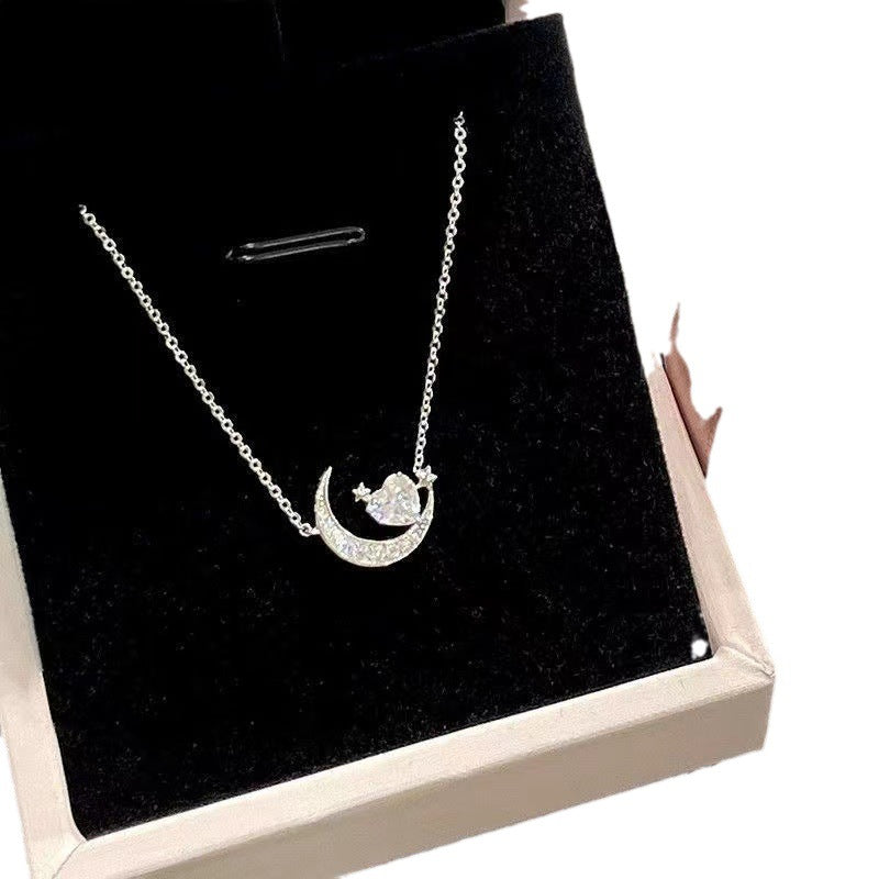 Wholesale Light luxury clavicle chain star moon heart moon necklace