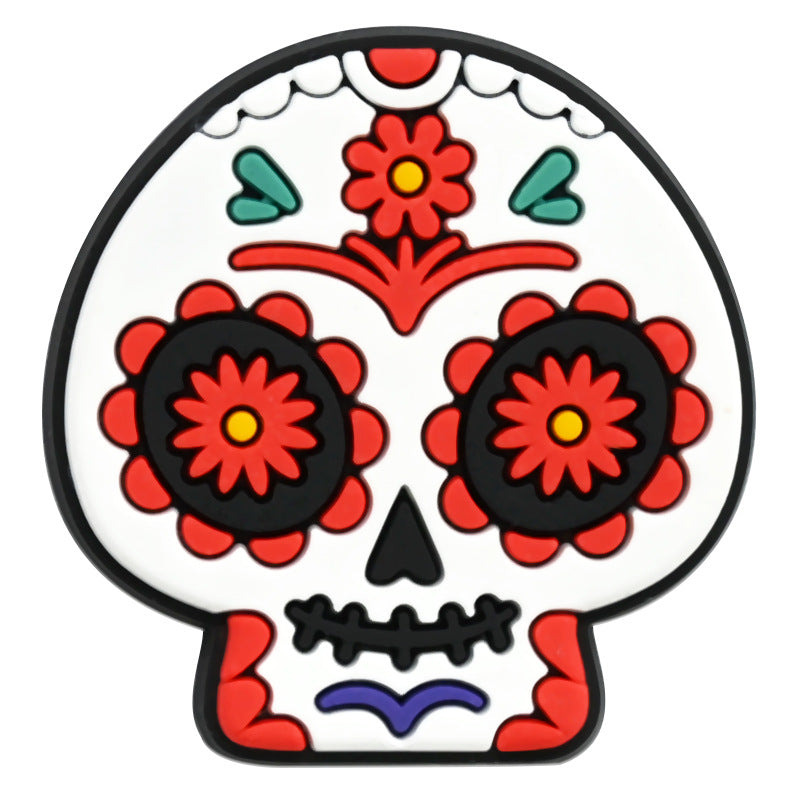 Wholesale Random 100pcs Day of The Dead PVC Soft Rubber Shoe Buckle Decoration ACC-SC-RYY075