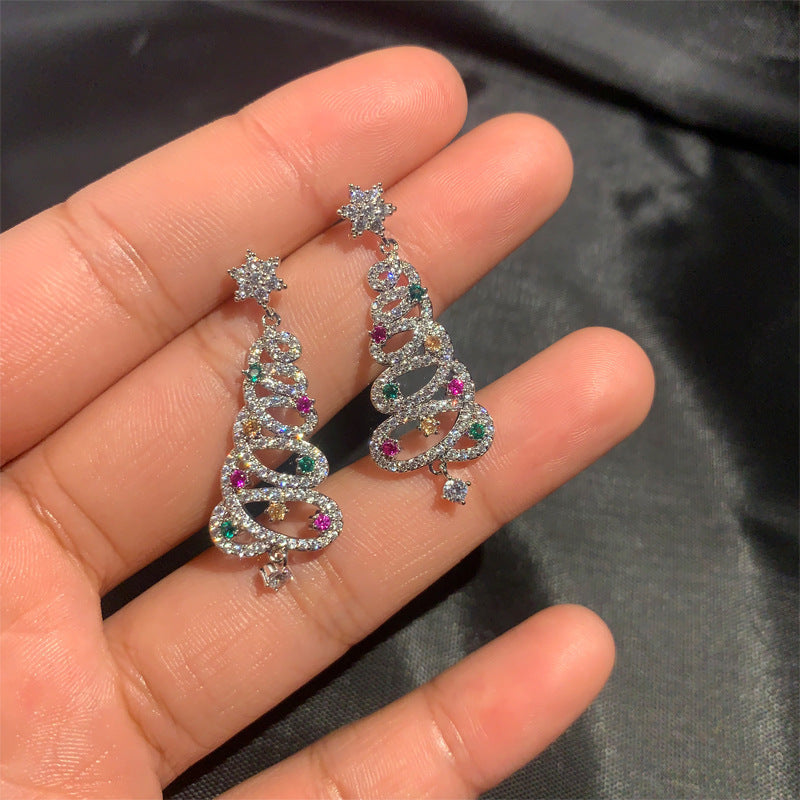 Wholesale Christmas Tree Diamond Earrings Fashion Jewelry Accessory Boutique Resale Party Wear