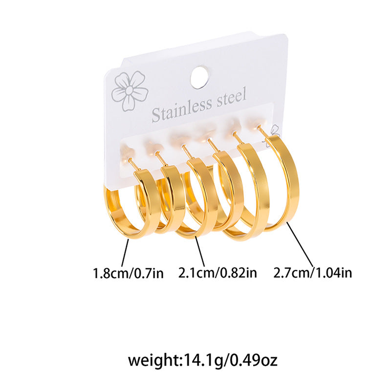 Wholesale Minimalist Gold-Plated Stainless Steel Hoop Earrings,  Trendy Jewelry Accessory