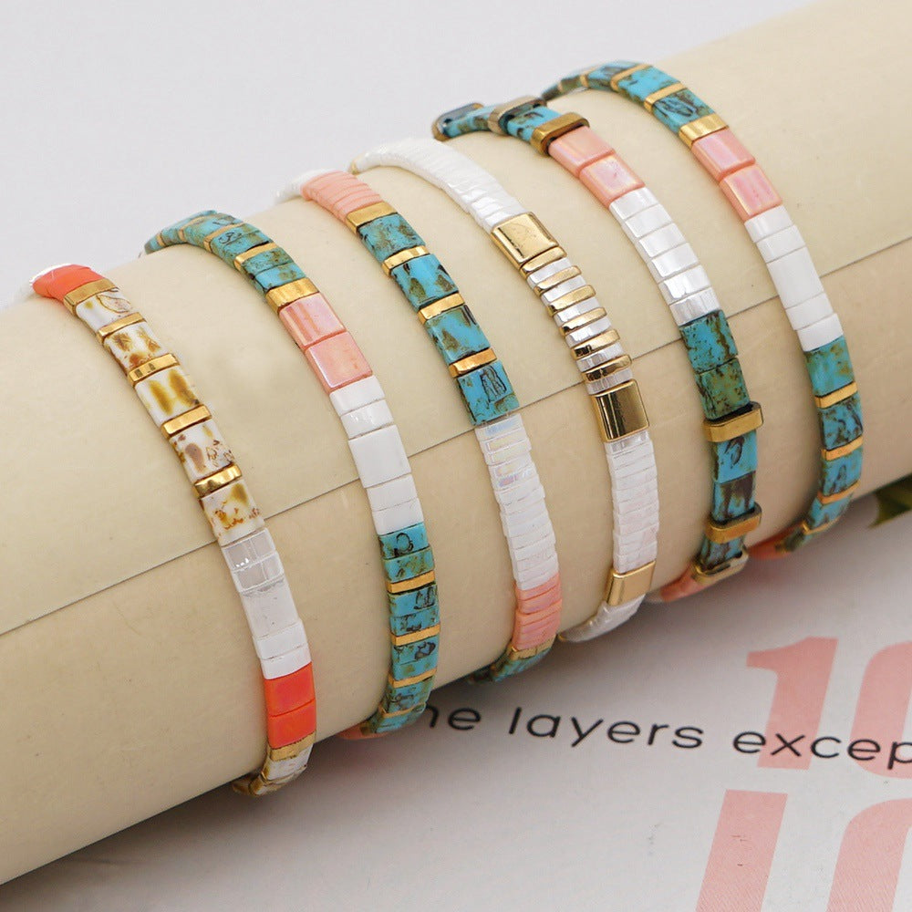Wholesale Handmade Tila Bead Stretch Bracelet Women S Bohemian Multi Layer Stacking Jewelry Ethnic Fashion Accessory For Boutique Resale