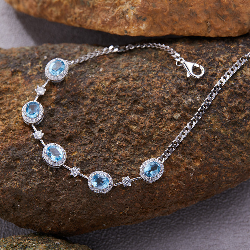 Wholesale S925 sterling silver natural garnet apatite bracelet