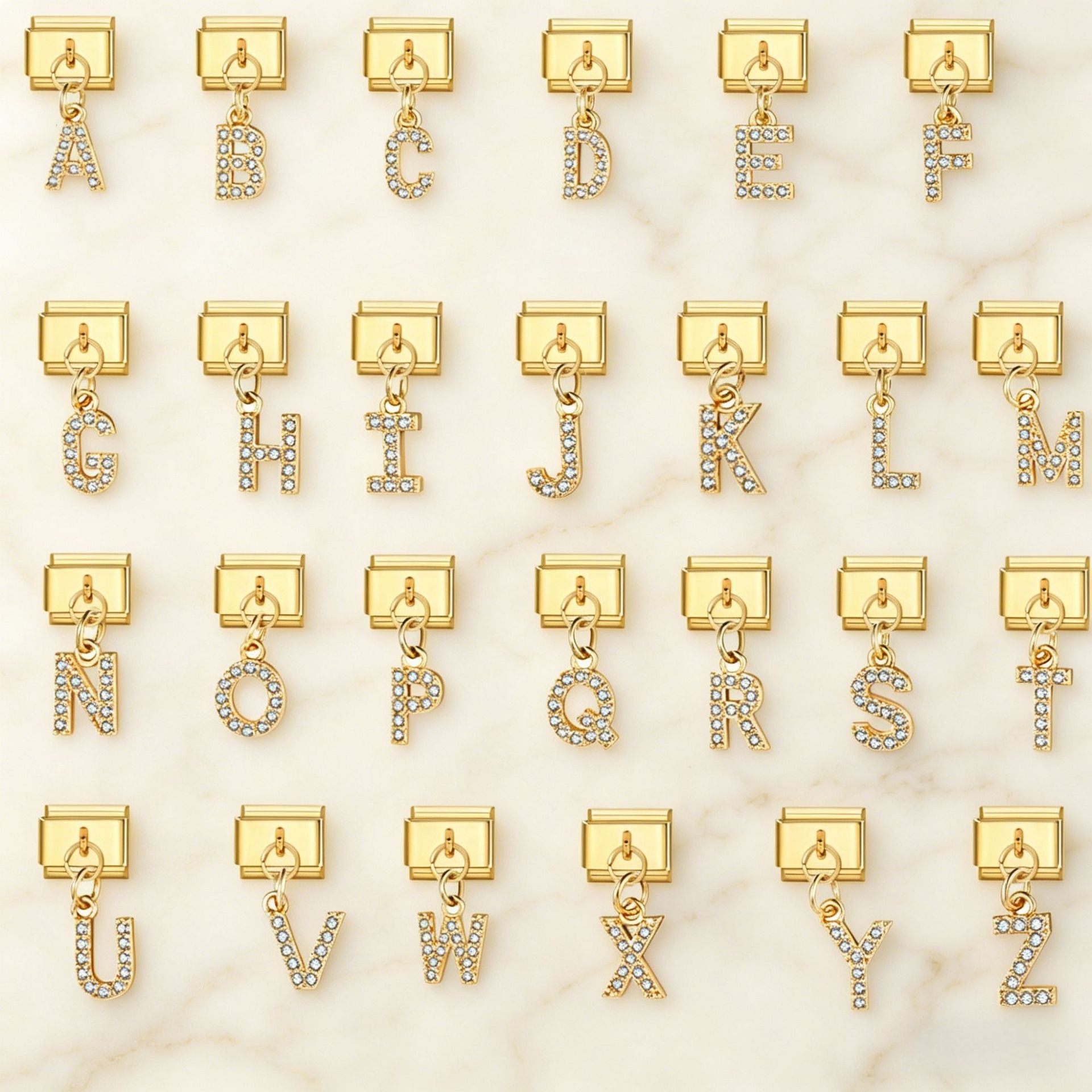 Wholesale Gold-Plated Stainless Steel English Letter Charm Pendant for DIY Bracelet Jewelry Accessory