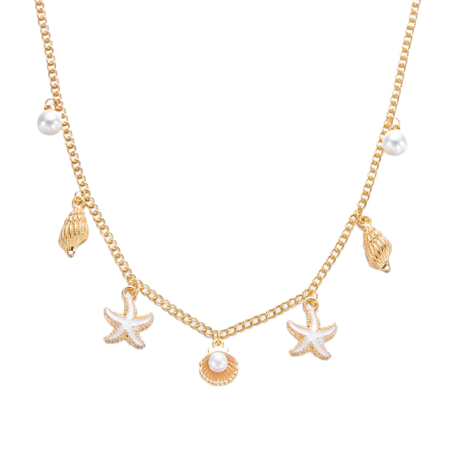 Wholesale Shell Conch Shell Turtle Tassel Pendant Necklace