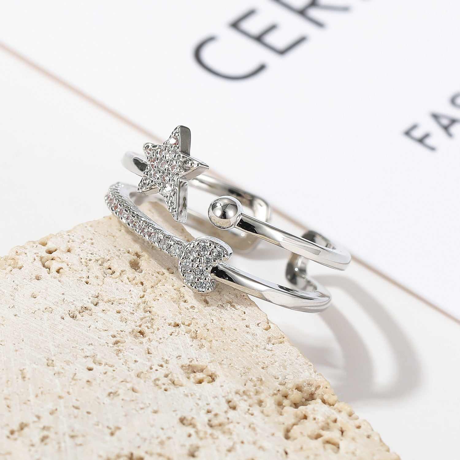 Wholesale  Star and Moon Ring Retro Open Ring